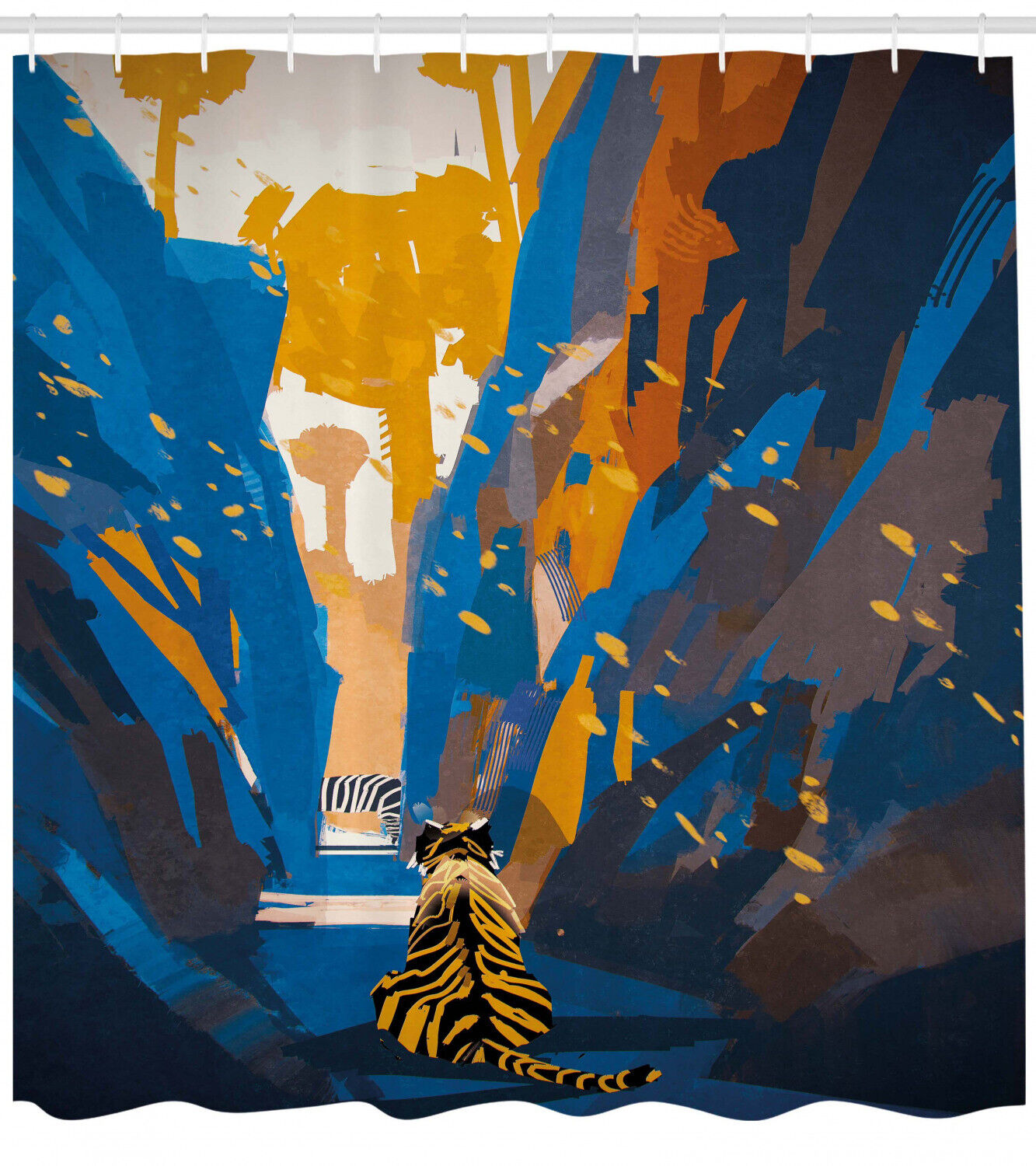 Tiger Striped African Shower Curtain In City Print For Bathroom Decor - Image 2
