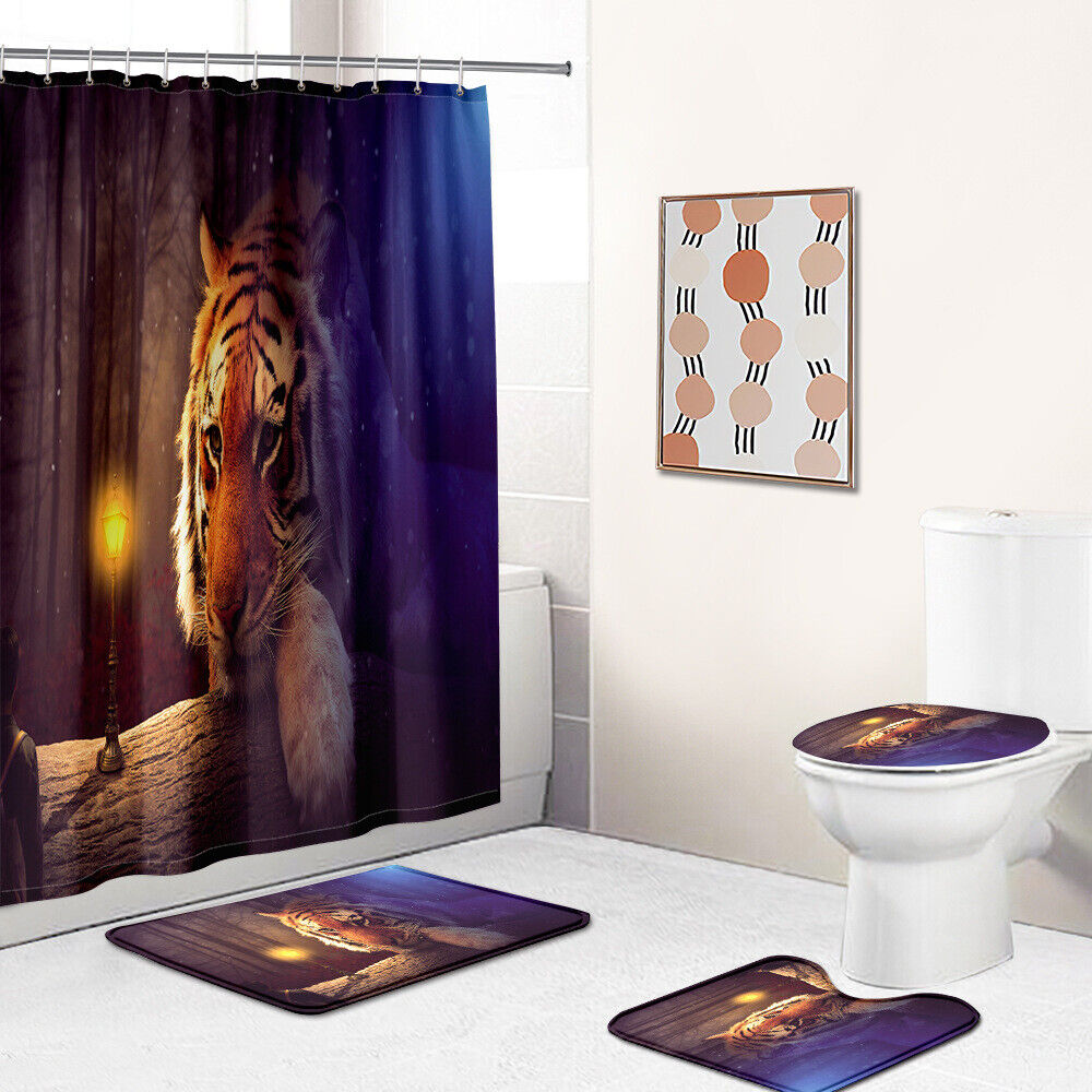 Tiger Wild Beast Waterproof Shower Curtain For Animal-Lovers - Forest Animal Tiger Wild Beast