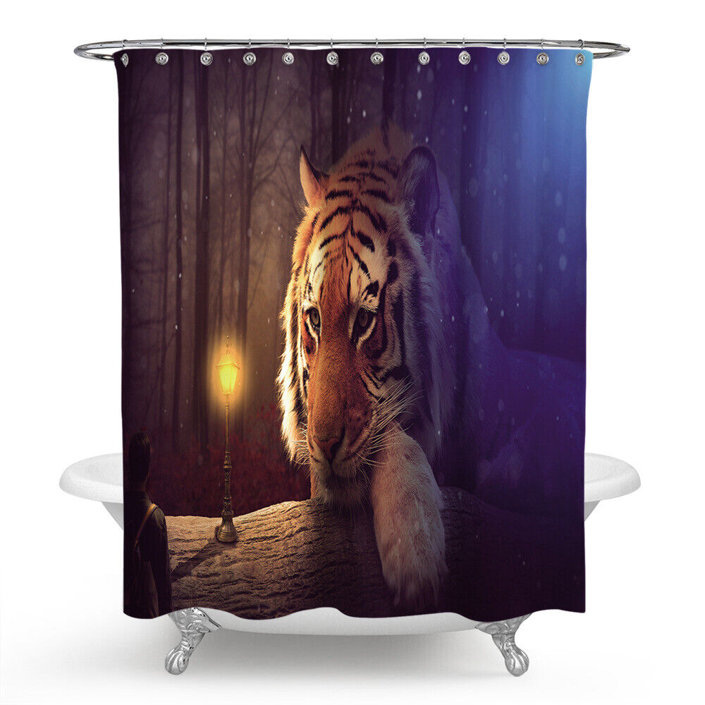 Tiger Wild Beast Waterproof Shower Curtain For Animal-Lovers - Forest Animal Tiger Wild Beast