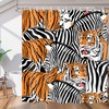 Tiger and Zebra Print Shower Curtain Animal Bathroom Decor Waterproof 