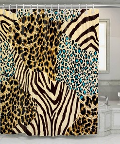 Tiger and Zebra Print Shower Curtain with African Style