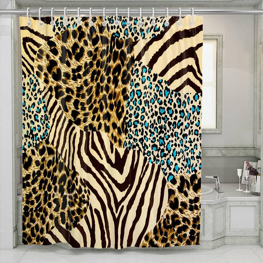 Tiger and Zebra Print Shower Curtain with African Style