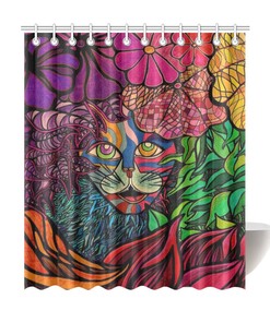 Tiger in Tropical Jungle Shower Curtain - Roar up Your Bathroom Decor - Waterproof Home Decor