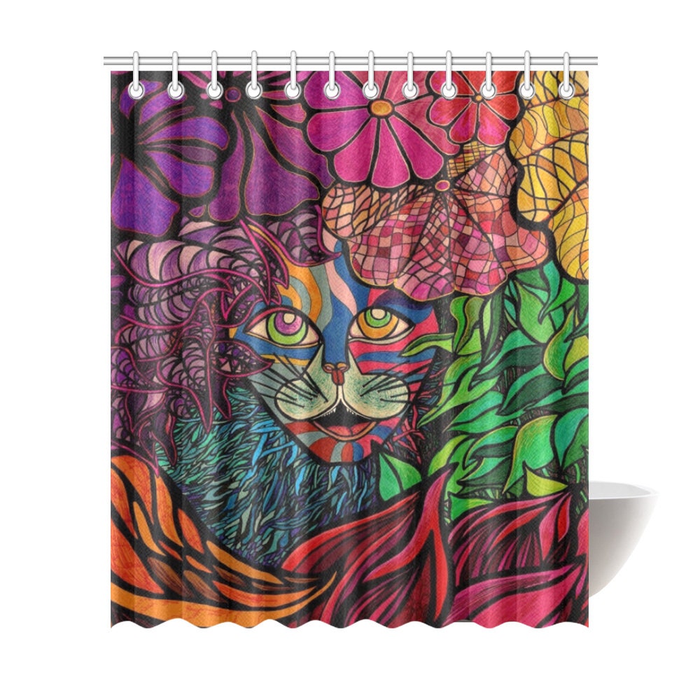Tiger in Tropical Jungle Shower Curtain - Roar up Your Bathroom Decor - Waterproof Home Decor
