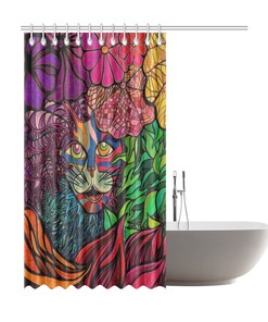 Tiger in Tropical Jungle Shower Curtain - Roar up Your Bathroom Decor - Waterproof Home Decor