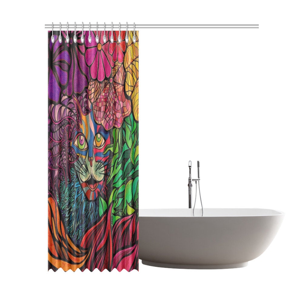 Tiger in Tropical Jungle Shower Curtain - Roar up Your Bathroom Decor - Waterproof Home Decor