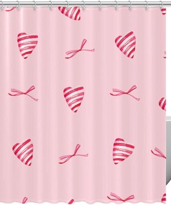 Timeless Pattern with Pink Love Hearts Shower Curtain for Your Traditional Bathroom