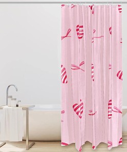Timeless Pattern with Pink Love Hearts Shower Curtain for Your Traditional Bathroom