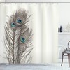 Timeless Peacock Feather Ecru Shower Curtain for a Vintage Bathroom Look