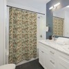 Timeless William Morris Trellis Shower Curtain, Green with Birds and Red Flowers, Elegant Bathroom Decor 