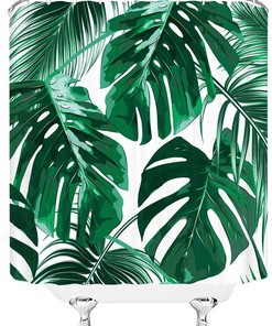 Tingrun Palm Leaves Shower Curtain for Tropical Bathroom Decor
