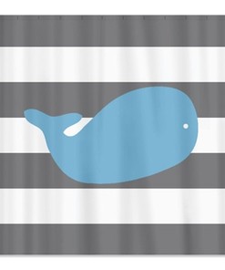 Titanium, Dusk Blue, and White Whale Shower Curtain for Luxurious Bathroom Decor 