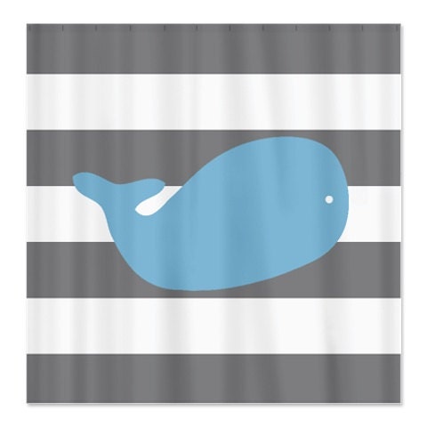Titanium, Dusk Blue, and White Whale Shower Curtain for Luxurious Bathroom Decor