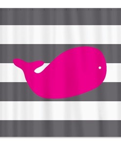 Titanium, Hot Pink, and White Whale Shower Curtain for a Bold Bathroom Look 
