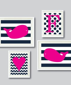 Titanium, Hot Pink, and White Whale Shower Curtain for a Bold Bathroom Look