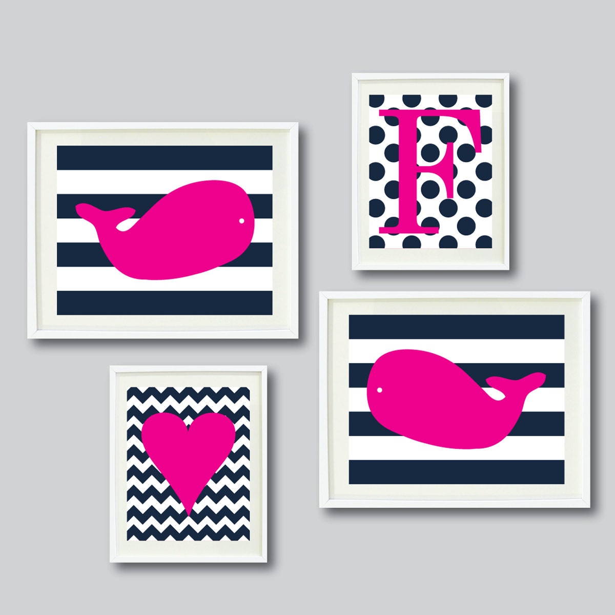 Titanium, Hot Pink, and White Whale Shower Curtain for a Bold Bathroom Look