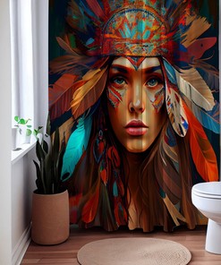 To the Mystic World of Bohemian Goddess Mandala Tribal Native Shower Curtain, Boho Chic Bathroom Decor