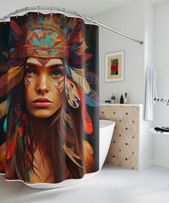 To the Mystic World of Bohemian Goddess Mandala Tribal Native Shower Curtain, Boho Chic Bathroom Decor