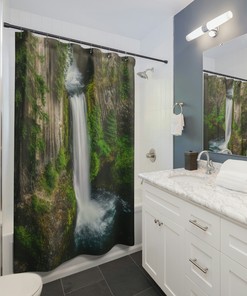 Toketee Falls Oregon Shower Curtain - Nature Decor for Bath and Shower Stall