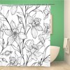 Topyee Black Floral Pattern Shower Curtain with Engraving Flourish Sketch for Bathroom Decor 