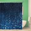 Topyee Blue Defocused Lights Sparkle Abstract Shiny Bling Silver Christmas Shower Curtain for a Glamorous Bathroom