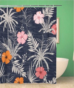 Topyee Hawaii Beautiful Artistic Bright Tropical Pattern Forestes Shower Curtain for a Fun Bathroom