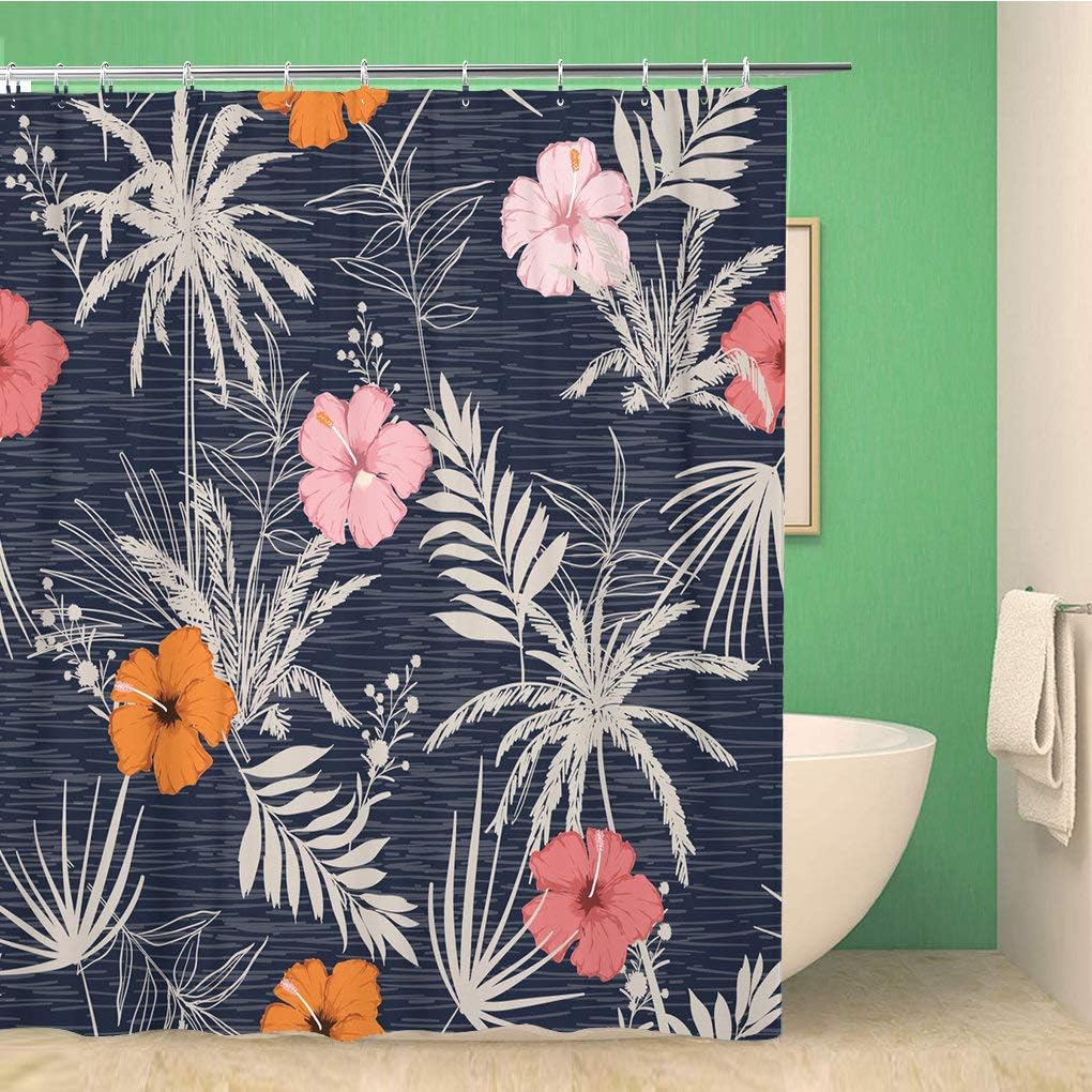 Topyee Hawaii Beautiful Artistic Bright Tropical Pattern Forestes Shower Curtain for a Fun Bathroom
