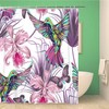 Topyee Hummingbirds Flying Palm Leaves and Tropical Flowers Orchides Shower Curtain for a Summer Bathroom