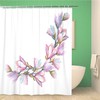 Topyee Magnolia Garland Pattern Shower Curtain with Purple Flowers and Watercolor Paint for Abstract Bathroom Decor