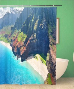 Topyee Na Pali Coast Kauai Island Hawaiies Shower Curtain - Waterproof Bathroom Decor with Scenic Hawaiian Theme