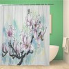 Topyee Pink Branch of Blossoming Magnolia Painted in Chinese Watercolor Shower Curtain for an Oriental Bathroom