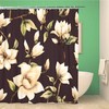 Topyee Red Floral Watercolor Pattern Magnolia Flowers White Dark Pink Shower Curtain for a Feminine Bathroom