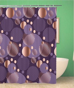 Topyee Rose Gold and Purple Floral Abstract Elegant Geometryes Shower Curtain for Sleek Bathroom Decor