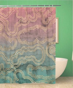 Topyee Sliced Marble Rose Gold Overlaid on Pink and Greenes Shower Curtain for a Chic Bathroom
