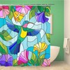 Topyee Stained Glass Colorful Hummingbird The Sky Greeneryes Shower Curtain for an Artsy Bathroom
