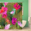 Topyee Tropical Flowers Vintage Hawaiian Pattern Hibiscus Bird of Paradisees Shower Curtain