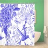 Topyee Watercolor Flowers Butterflies and Little Bird Hummingbird Pattern Bluees Shower Curtain for a Cute Bathroom