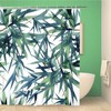 Topyee Watercolor and Ink Bamboo Leaves Pattern in Sumi E Shower Curtain - Waterproof Bathroom Decor with Asian Flair