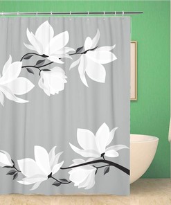 Topyee Wedding Branches Floral Spring Magnolia White Flowers Beautiful Birthdayes Shower Curtain for a Romantic Bathroom