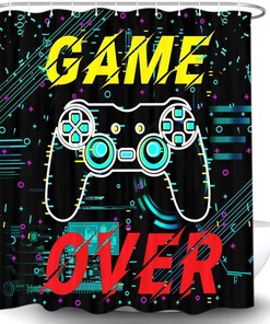 Torich Colorful Gamer Shower Curtain with Boys Games Bath Curtain, Novelty Gaming Controller for a Fun Bathroom