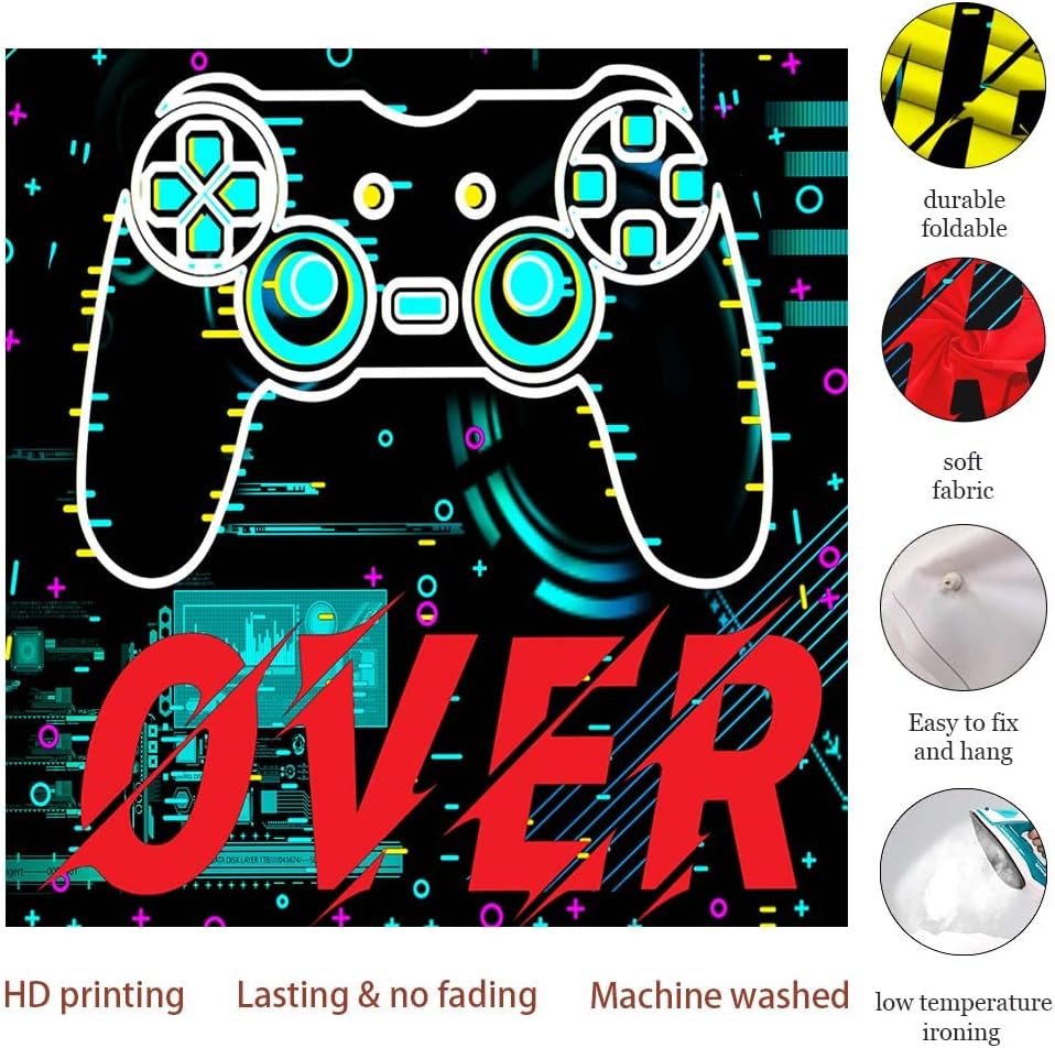 Torich Colorful Gamer Shower Curtain with Boys Games Bath Curtain, Novelty Gaming Controller for a Fun Bathroom