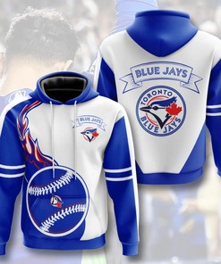 Toronto Blue Jays Flame Balls Graphic All Over Print 3D Zip Hoodie For Fans
