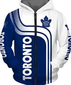 Toronto Maple Leafs All Over Print Zip Up Hoodie With Hooded Long Sleeve For Fans