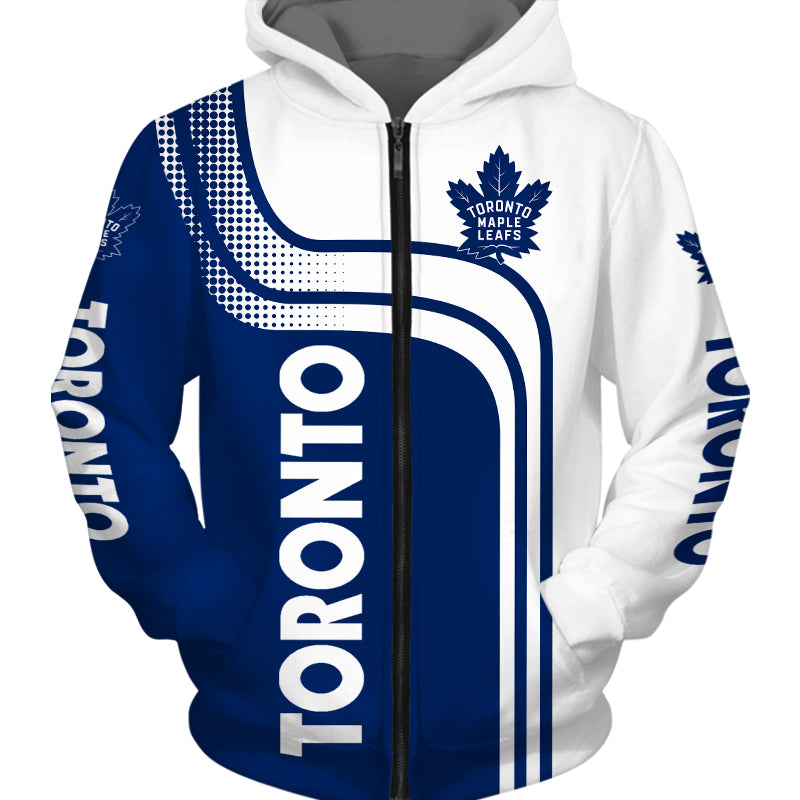 Toronto Maple Leafs All Over Print Zip Up Hoodie With Hooded Long Sleeve For Fans