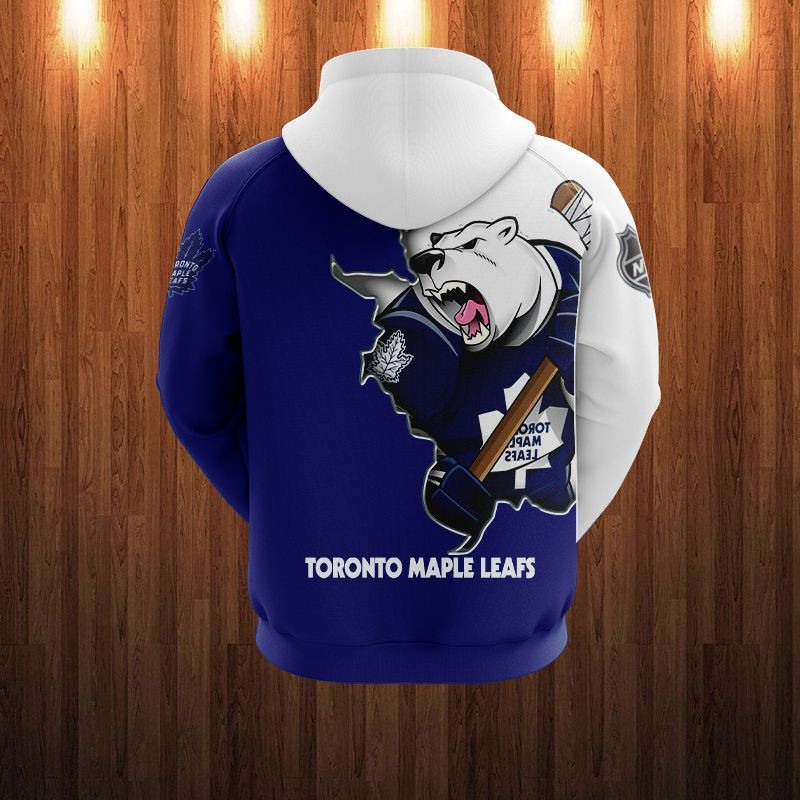 Toronto Maple Leafs Cartoon Graphic All Over Print 3D Zip Hoodie For Fans