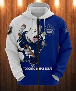 Toronto Maple Leafs Cartoon Graphic All Over Print 3D Zip Hoodie For Fans