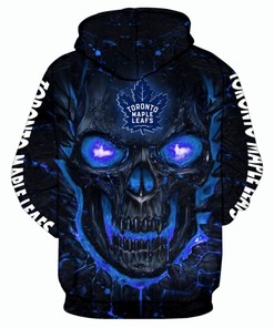 Toronto Maple Leafs Halloween Skulls Print All Over Print 3D Hoodie