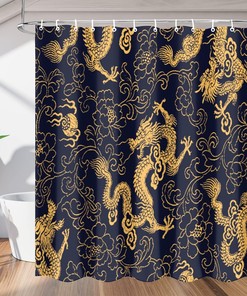 Totem Dragon Print Shower Curtain Fantasy Creature Bathroom Decor Waterproof 