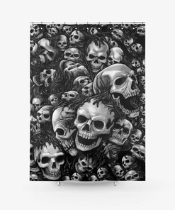 Totenkopf Flor Struktur Stoff Print Shower Curtain - Home Decor