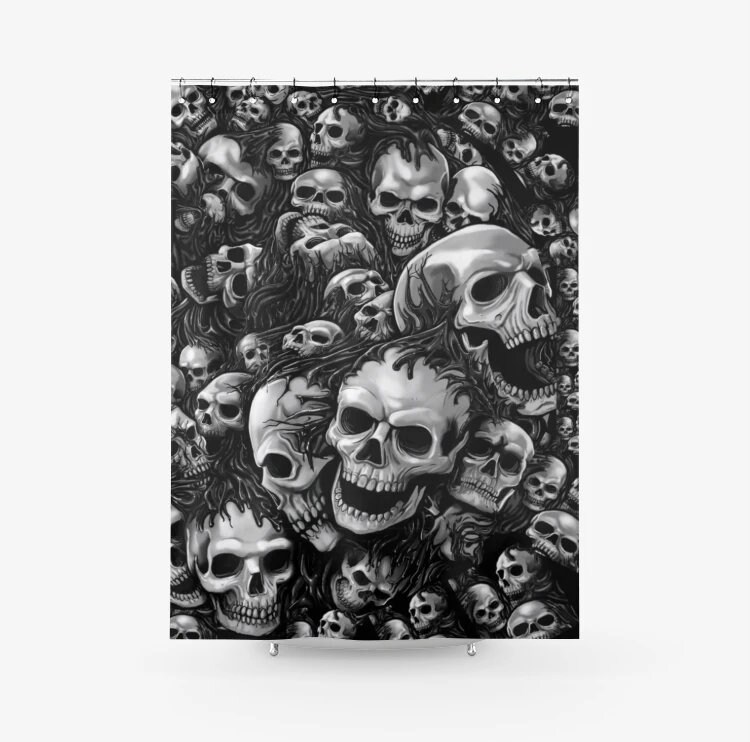Totenkopf Flor Struktur Stoff Print Shower Curtain - Home Decor